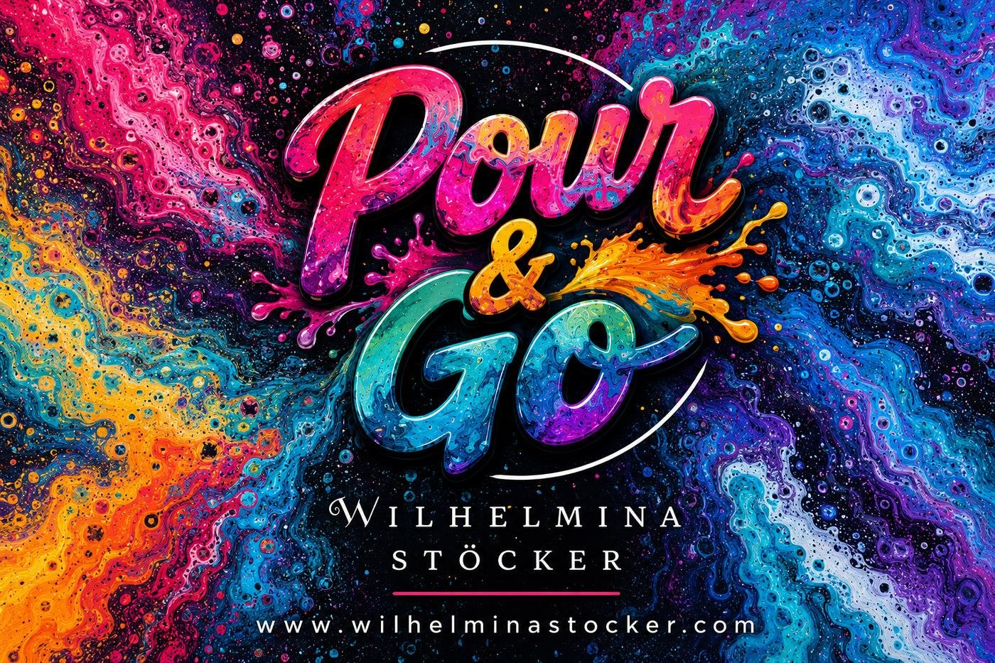 Pour & Go with Wilhelmina Stöcker, colorful pour painting artwork
